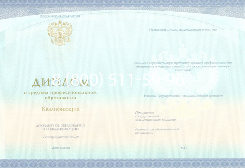 Купить Диплом техникума (Спецбланк) 2014-2026 года в Москве